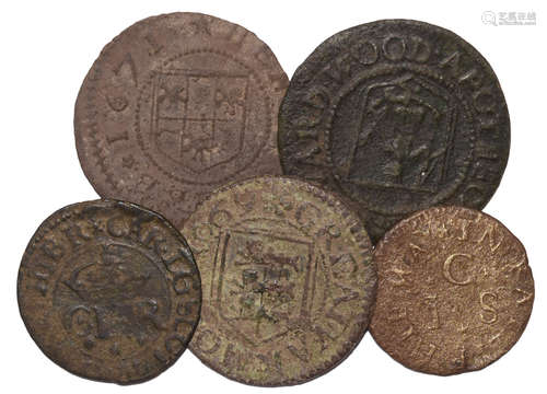 Tokens - 17th Century - Halfpenny and Farthing Token Group [5]