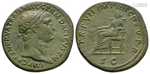 Ancient Roman Imperial Coins - Trajan - Pax Sestertius
