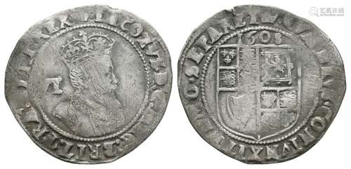 English Stuart Coins - James I - 1608 - Sixpence