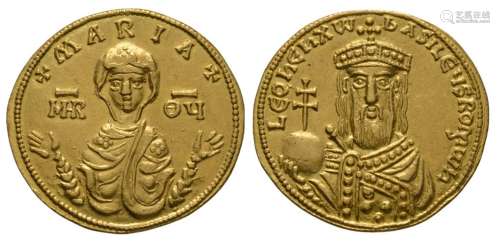 Ancient Byzantine Coins - Leo VI - Maria Gold Solidus