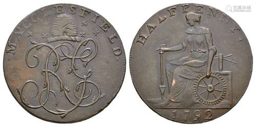 British Tokens - 18th Century - Cheshire - Macclesfield - 1792 - Counterfeit Token Halfpenny