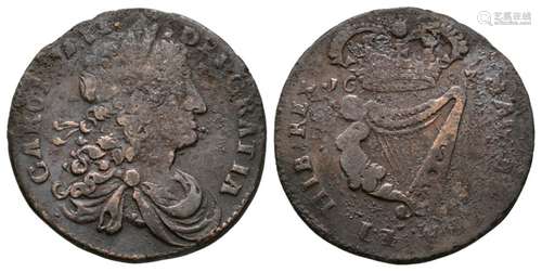 World Coins - Ireland - Charles II - 1683 - Halfpenny