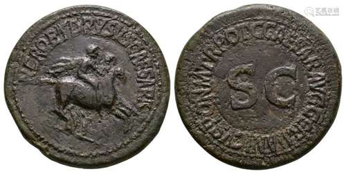 Ancient Roman Imperial Coins - Nero and Drusus (under Caligula) - Riding Dupondius