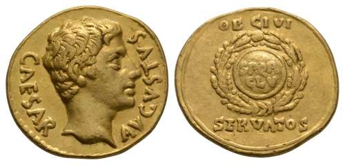 Ancient Roman Provincial Coins - Augustus - Spain - Inscribed Shield Gold Aureus