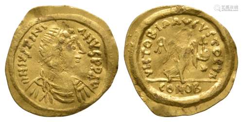 Ancient Byzantine Coins - Justinian I - Gold Victory Tremissis