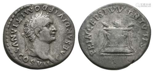 Ancient Roman Imperial Coins - Domitian - Altar Denarius