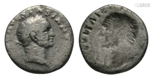 Ancient Roman Imperial Coins - Vespasian - Obverse Brockage Denarius