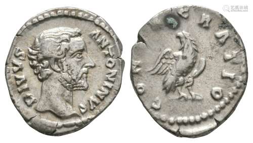 Ancient Roman Imperial Coins - Antoninus Pius (under Marcus Aurelius) - Eagle Denarius