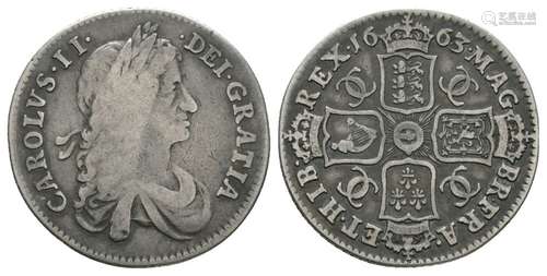 English Milled Coins - Charles II - 1663 - Shilling