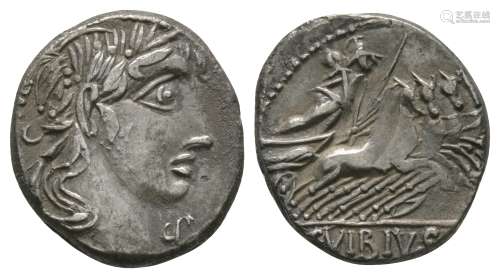 Ancient Roman Republican Coins - C Vibius C f Pansa - Minerva Denarius