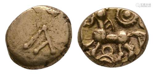 Celtic Iron Age Coins - Atrebates and Regni - Commius - Gold A-Type Quarter Stater