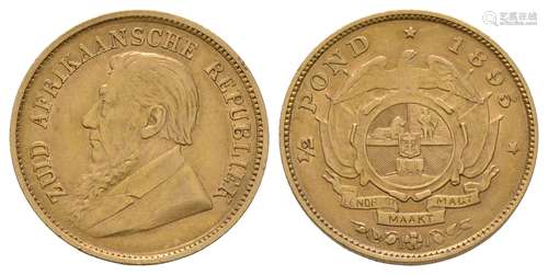 World Coins - South Africa - Republic - 1895 - Gold Half Pond