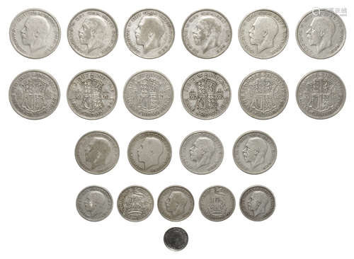 English Milled Coins - George V to George VI - 1921-1943 - Mixed Silver Group [22]