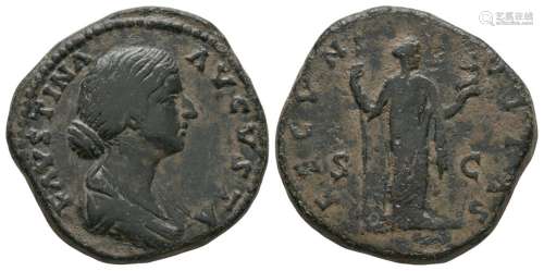 Ancient Roman Imperial Coins - Faustina II - Fecunditas Sestertius