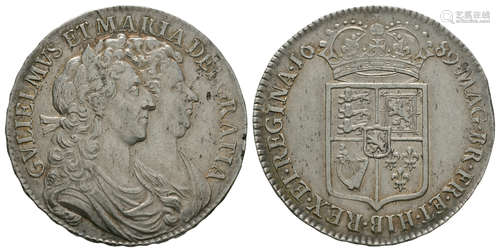 English Milled Coins - William and Mary - 1689 - L over M Halfcrown