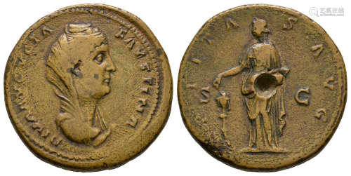 Ancient Roman Imperial Coins - Faustina I - Pietas Sestertius