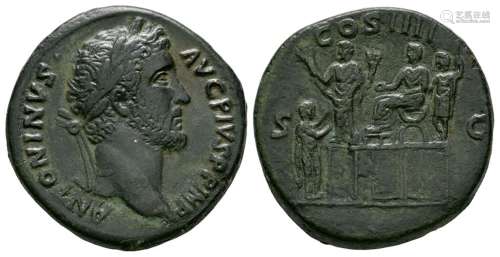 Ancient Roman Imperial Coins - Antoninus Pius - Liberalitas Sestertius
