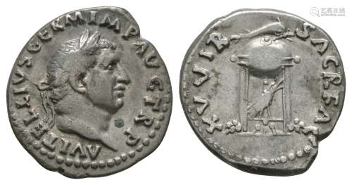 Ancient Roman Imperial Coins - Vitellius - Tripod-Lebes Denarius