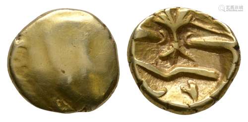 Celtic Iron Age Coins - Gallo-Belgic - Morini - Gold Uniface Tree Quarter Stater