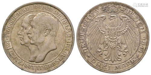 World Coins - German States - Prussia - 1911 A - Breslau University 3 Marks