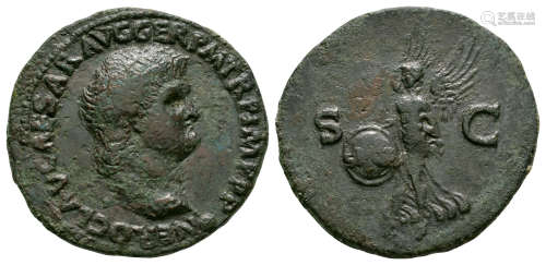 Ancient Roman Imperial Coins - Nero - Unpublished Victory As