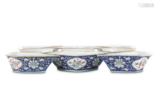 A CHINESE NINE-PIECE FAMILLE ROSE SWEET MEAT SET. Qing Dynasty, four character Tongzhi mark and of