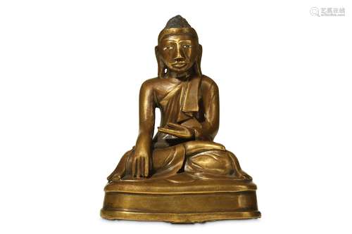 A BURMESE BRONZE FIGURE OF BUDDHA. 19th Century. Seated in vajraparyankasana wearing monk's robes