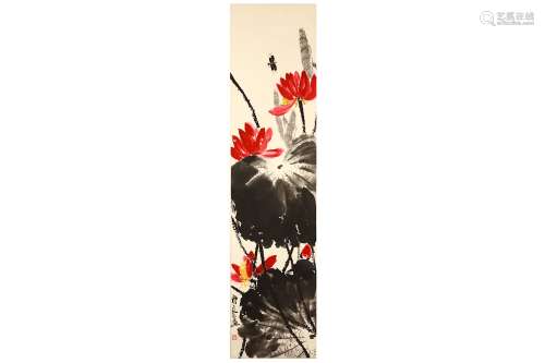 QI LIANGYI   (follower of, 1923–1988). Ink on paper, Chinese hanging scroll, 140 x 34.5cm. 齊良已（