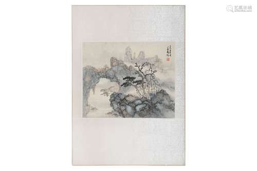 A CHINESE LANDSCAPE PAINTING ON PAPER. Qing Dynasty. 24x29cm. 清   山水圖   设色纸本 Provenance: from the