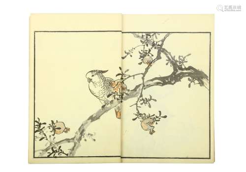 KONO BAIREI (1844 - 1895). A set if three illustrated books ‘Bairei hyakucho gafu’ (pictures of