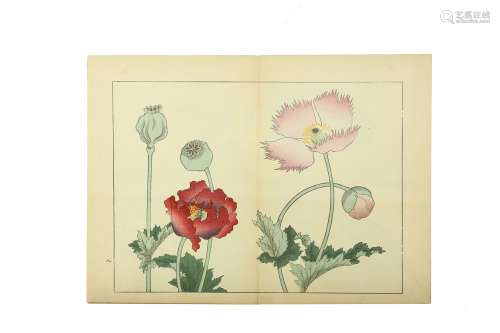 THREE ILLUSTRATED BOOKS. From the series ‘Shikinohana’ (Flowers of four seasons), Spring flowers,