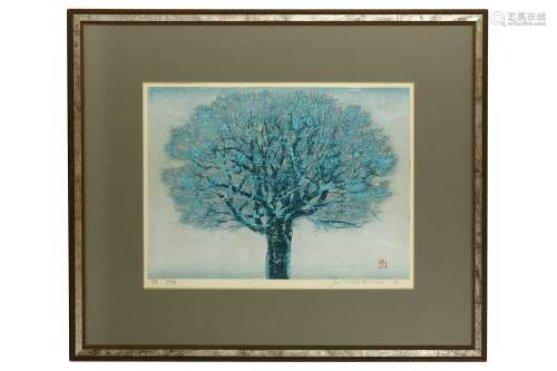 A WOODBLOCK PRINT BY JOICHI HOSHI (1913 - 1979). 20th century. Winter tree, numbered 92/99, signed