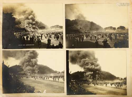 'DERBY DAY CATASTROPHE AT HAPPY VALLEY 26TH FEB 1918'. An album containing twenty photographs