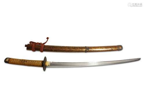 A WAKIZASHI. Blade: Early Edo period Mounts: 19th century. The blade with a groove, the nakago