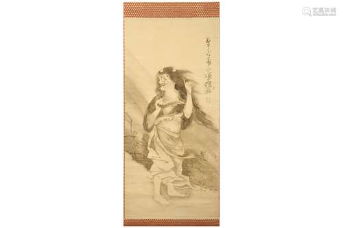 STYLE OF SOGA SHOHAKU. 19th Century. Painted in ink on paper, depicting a female demon standing