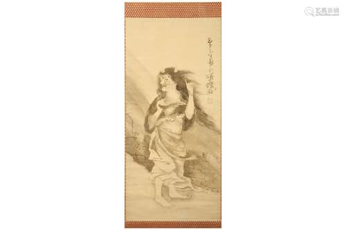 STYLE OF SOGA SHOHAKU. 19th Century. Painted in ink on paper, depicting a female demon standing