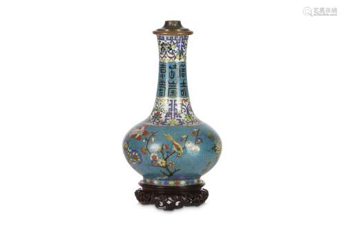 A CHINESE CLOISONNE ENAMEL VASE.  Late Qing Dynasty. Decorated to the bulbous body with various