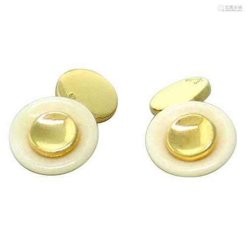 Pomellato 18k Gold White Stone Cufflinks