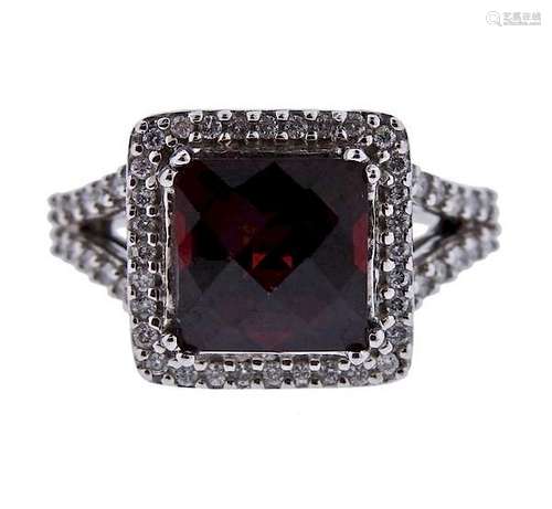 14K Gold Diamond Garnet Ring