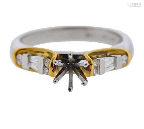 18k Gold Platinum Diamond Engagement Ring Setting