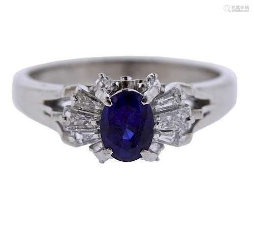 Platinum Diamond Sapphire Ring