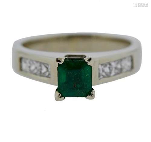 14K Gold Diamond Emerald Ring