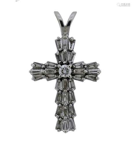 14k Gold Diamond Cross Pendant