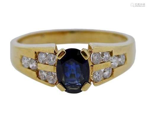 18K Gold Diamond Sapphire Ring