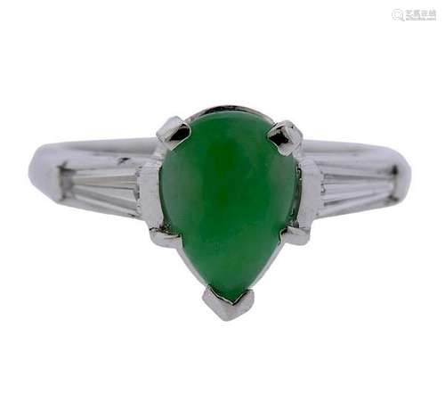 Platinum Diamond Jade Ring