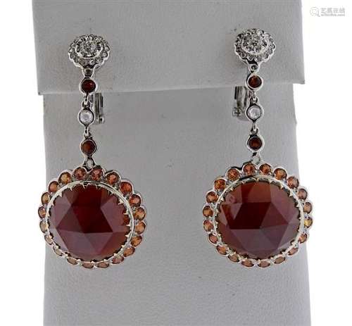 Laura Munder 18K Gold Diamond Multi Stone Dangle Earrings