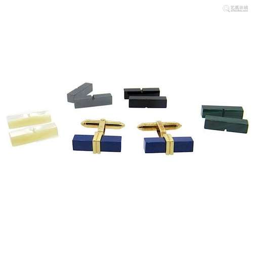 Lapis Malachite Onyx Hematite 14k Gold Interchangeable Cufflinks