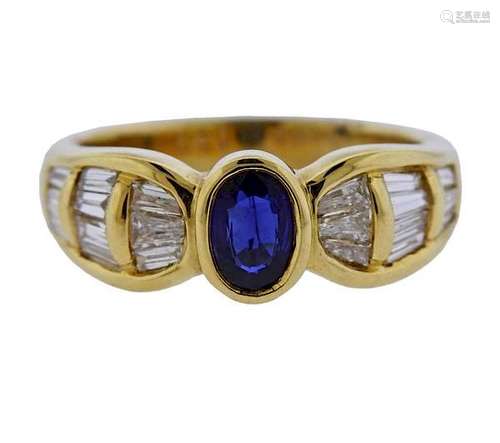 18K Gold Diamond Sapphire Ring