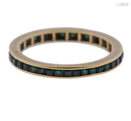 14K Gold Emerald Eternity Band Ring