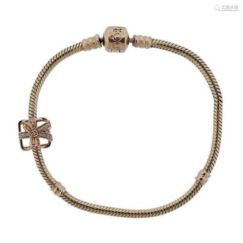 Pandora 14k Gold Gift Box Charm Bracelet